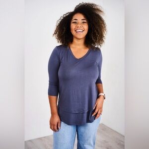 Latched Mama 3/4 sleeve nursing shirt in stormy grey